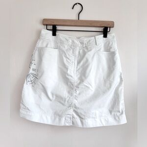 Nike Fit Dry White Athletic Golf Skort with Blue Embroidery Detail - Medium - 8